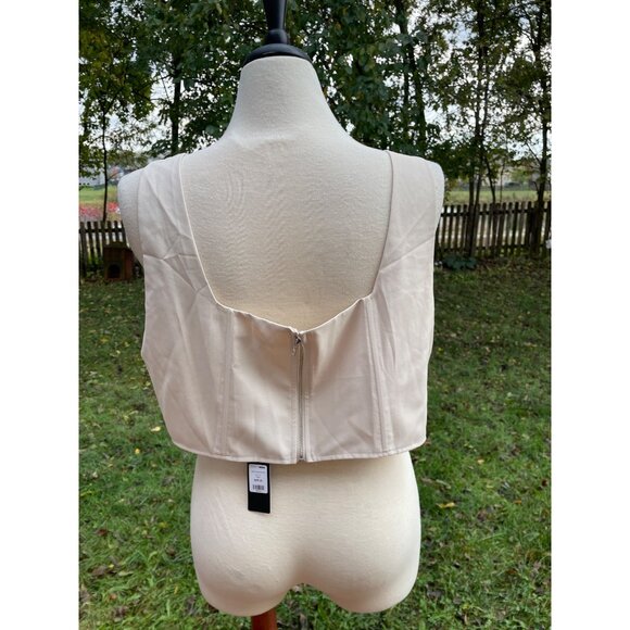 Corset Top 2X Cream Zipper Closure Square Neckline Style  Comfort Plus Size - Picture 3 of 12